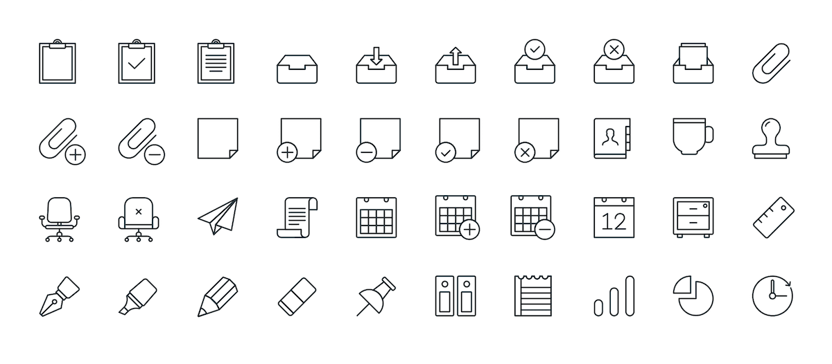 Stroke Icons - 12 Office